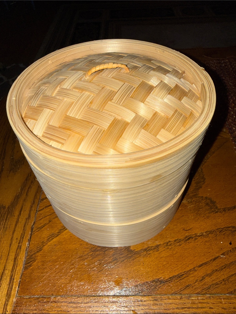 Natural Wood 2 Tier Bamboo Steamer Basket with Lid
